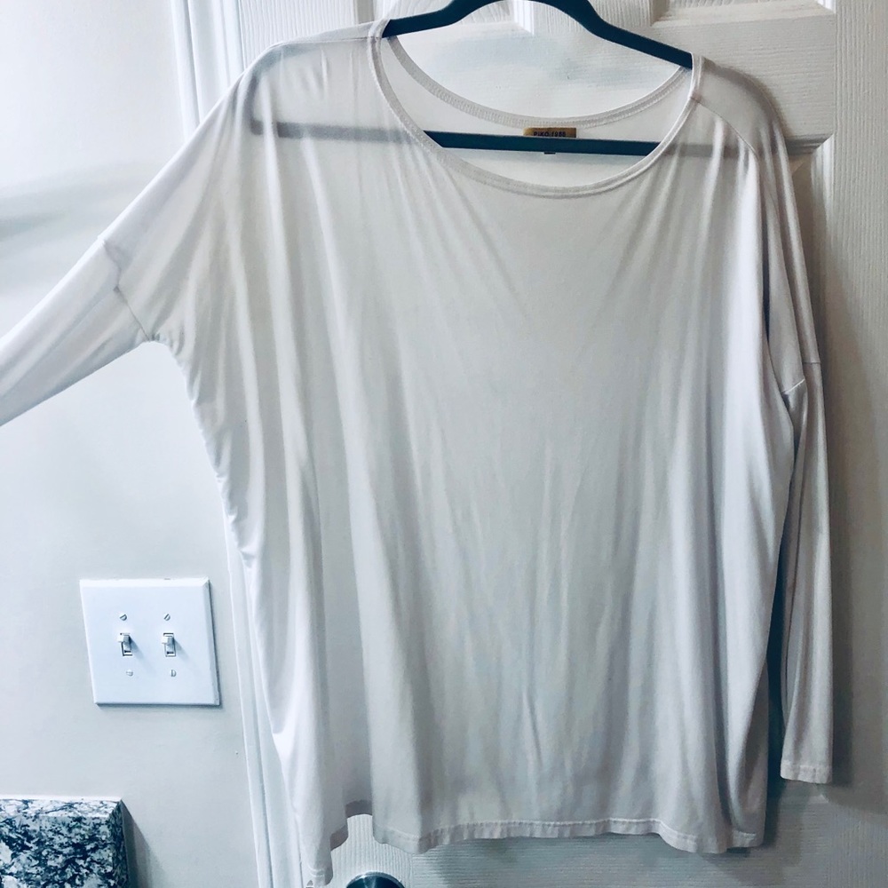 White Piko long sleeve top